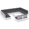 12 pcs conj. lounge de jardim c/ almofadões pinho maciço branco - Image 2