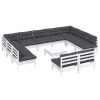 12 pcs conj. lounge de jardim c/ almofadões pinho maciço branco - Image 3