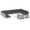 12 pcs conj. lounge de jardim c/ almofadões pinho maciço branco - Image 3