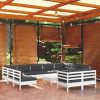 12 pcs conj. lounge de jardim c/ almofadões pinho maciço branco