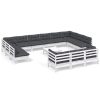14 pcs conjunto lounge de jardim c/ almofadões pinho branco - Image 2