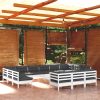 14 pcs conjunto lounge de jardim c/ almofadões pinho branco