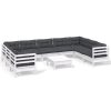 10 pcs conjunto lounge de jardim c/ almofadões pinho branco - Image 2