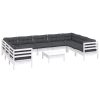 10 pcs conjunto lounge de jardim c/ almofadões pinho branco - Image 3