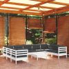 10 pcs conjunto lounge de jardim c/ almofadões pinho branco