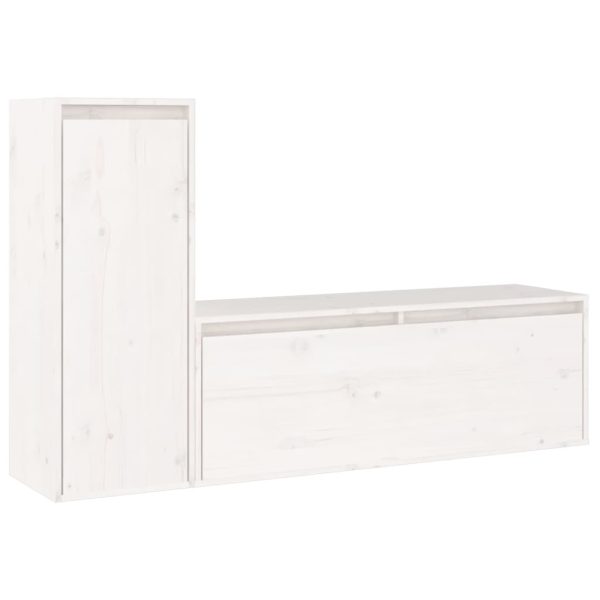 Móveis de TV 2 pcs madeira de pinho maciça branco - Image 2