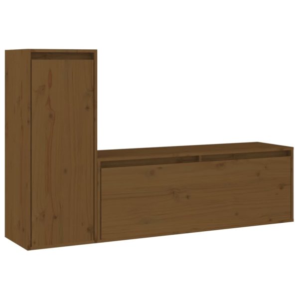 Móveis de TV 2 pcs madeira de pinho maciça castanho-mel - Image 2