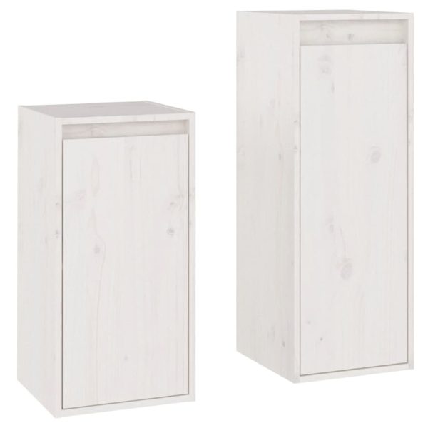 Móveis de TV 2 pcs madeira de pinho maciça branco - Image 2