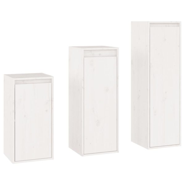 Móveis de TV 3 pcs madeira de pinho maciça branco - Image 2