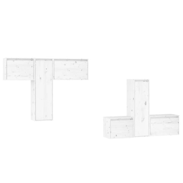 Móveis de TV 6 pcs madeira de pinho maciça branco - Image 2