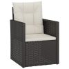 4 pcs conjunto lounge de exterior c/ almofadões vime PE preto - Image 3