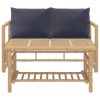 2pcs conj. lounge de jardim bambu c/ almofadões cinzento-escuro - Image 3