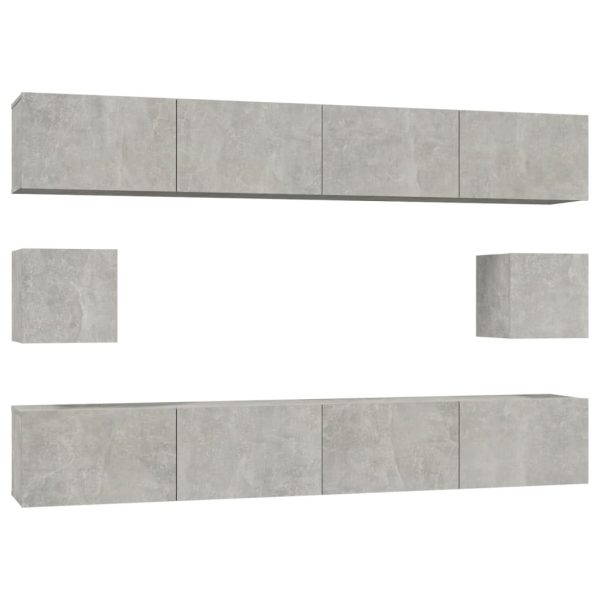 Conjunto móveis de TV 6 pcs madeira processada cinzento cimento - Image 2