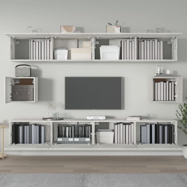 Conjunto móveis de TV 6 pcs madeira processada cinzento cimento - Image 3