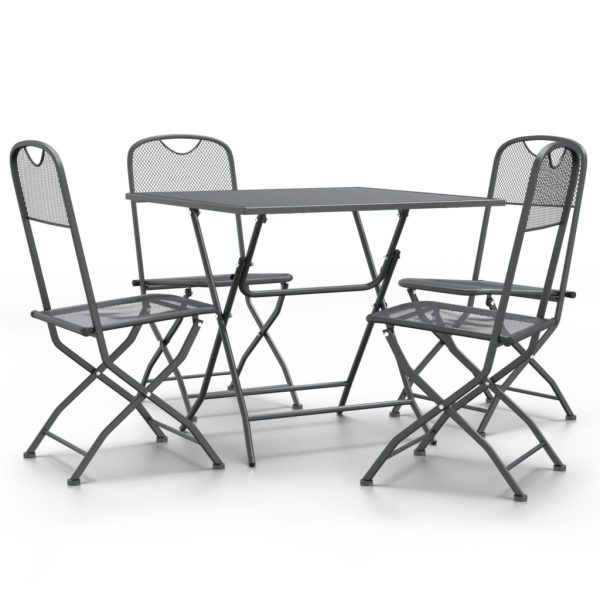 5 pcs conj. de jantar p/ jardim malha metal expandido antracite - Image 2