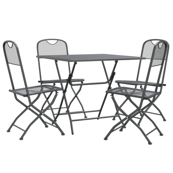 5 pcs conj. de jantar p/ jardim malha metal expandido antracite - Image 3
