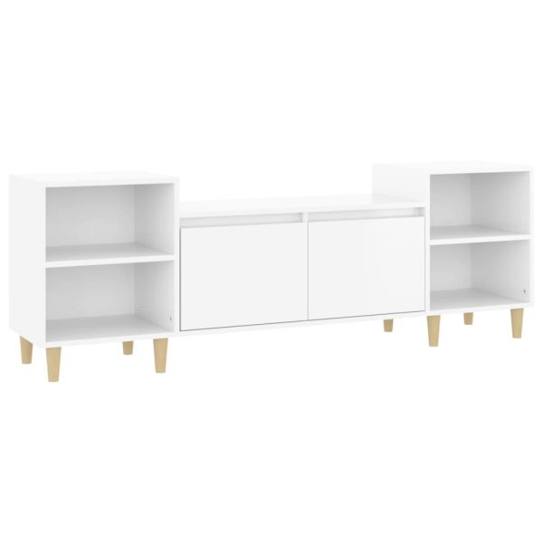 Móvel de TV 160x35x55 cm derivados de madeira branco brilhante - Image 2