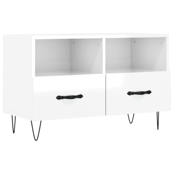 Móvel de TV 80x36x50 cm derivados de madeira branco brilhante - Image 2