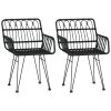 Cadeiras jardim c/ apoio braços 2 pcs 56x64x80 cm vime PE preto - Image 2
