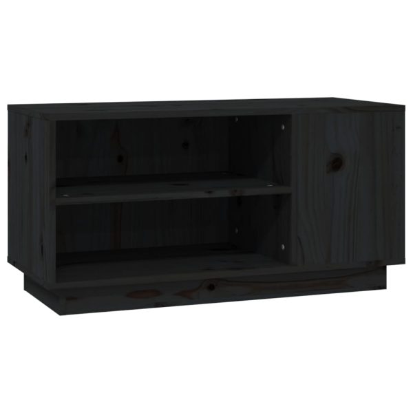 Móvel de TV 80x35x40,5 cm madeira de pinho maciça preto - Image 2