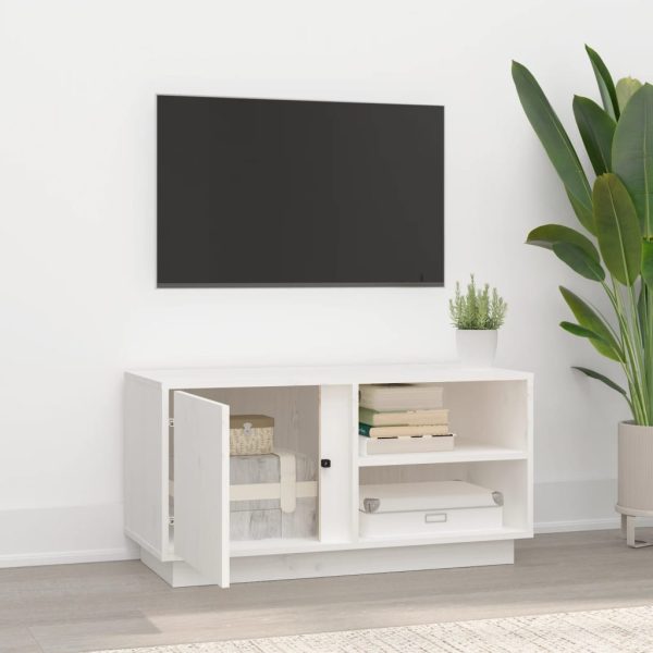Móvel de TV 80x35x40,5 cm madeira de pinho maciça branco - Image 3