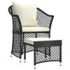 2 pcs conjunto lounge de jardim c/ almofadões vime PE preto - Image 2