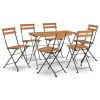 7 pcs conjunto de bistrô dobrável madeira de acácia maciça/aço - Image 2