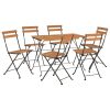 7 pcs conjunto de bistrô dobrável madeira de acácia maciça/aço - Image 3