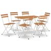 7 pcs conjunto de bistrô dobrável madeira de acácia maciça/aço - Image 2