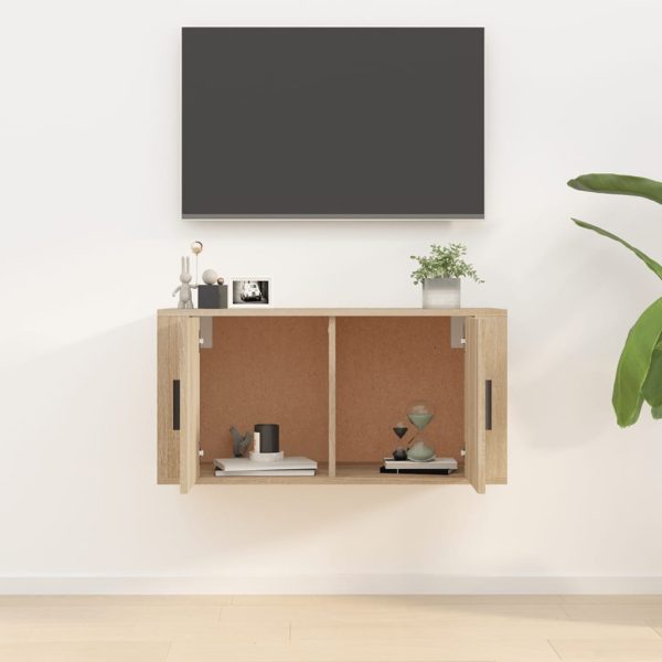 Móvel de TV de parede 80x34,5x40 cm castanho sonoma - Image 3