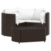 4 pcs conjunto lounge jardim c/ almofadões vime PE castanho - Image 2