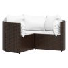 4 pcs conjunto lounge jardim c/ almofadões vime PE castanho - Image 3