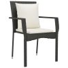 Cadeiras de jardim com almofadões 2 pcs vime PE preto - Image 3