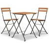 3 pcs conjunto de bistrô dobrável madeira de teca maciça e aço - Image 2