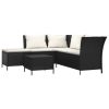 4 pcs conjunto lounge de jardim c/ almofadões vime PE preto - Image 2