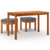 3 pcs conjunto de jantar p/ jardim c/ almofadões acácia maciça - Image 2