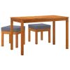 3 pcs conjunto de jantar p/ jardim c/ almofadões acácia maciça - Image 3
