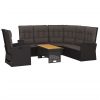 3 pcs conjunto lounge de jardim c/ almofadões vime PE preto - Image 3