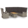 3 pcs conjunto lounge de jardim c/ almofadões vime PE cinzento - Image 2