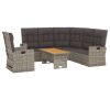 3 pcs conjunto lounge de jardim c/ almofadões vime PE cinzento - Image 3