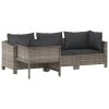 4 pcs conjunto lounge de jardim c/ almofadões vime PE cinzento - Image 2