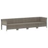 4 pcs conjunto lounge de jardim c/ almofadões vime PE cinzento - Image 3