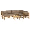8 pcs conj. lounge jardim bambu almofadões cinzento-acastanhado - Image 3