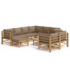10pcs conj. lounge jardim bambu almofadões cinzento-acastanhado - Image 2