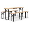 3 pcs conjunto mesas de cerveja dobráveis madeira abeto maciça - Image 2
