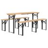 3 pcs conjunto mesas de cerveja dobráveis madeira abeto maciça - Image 3