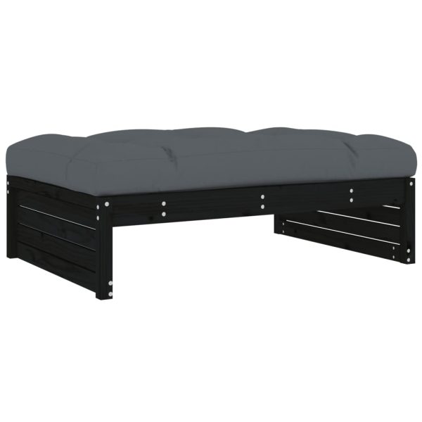 Apoio de pés para jardim 120x80 cm pinho maciço preto - Image 2