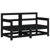 Sofás de canto para jardim 2 pcs madeira de pinho maciça preto - Image 2