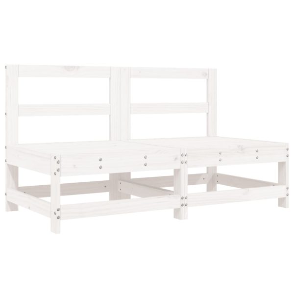 Sofás de centro para jardim 2 pcs madeira pinho maciça branco - Image 2