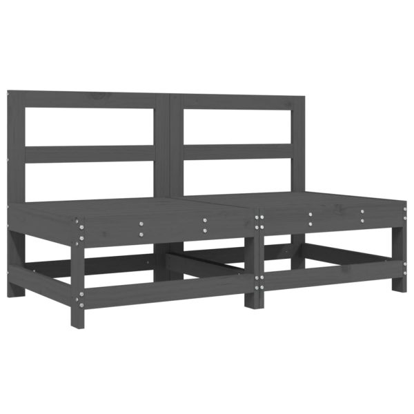 Sofás de centro para jardim 2 pcs madeira pinho maciça cinzento - Image 2